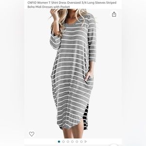Cnfio Womens Short Sleeve Stripes T-Shirt Dress.